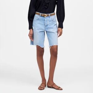 Madewell The Essex Long‎ Baggy Short Jean Denim Jorts Raw Hem NWT Size 33